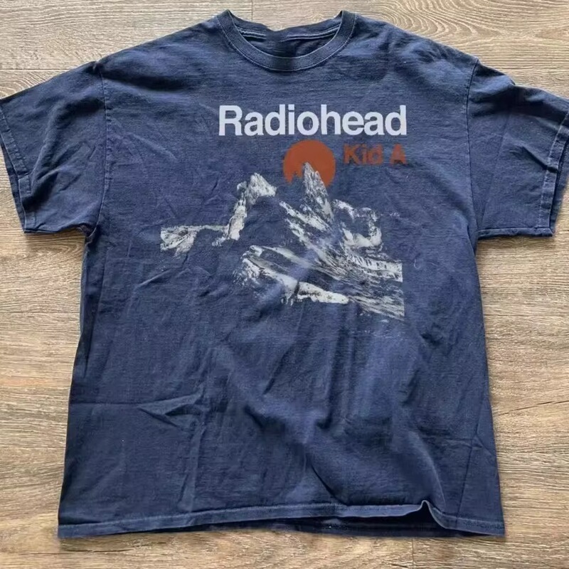 Radiohead Kid a Album Tour Concert Rare Navy Blue T-Shirt Men's Women's Streetwear Size Radiohead Kid a Album Tour Concert Rare Navy Blue T-Shirt Men's Women's Streetwear Size