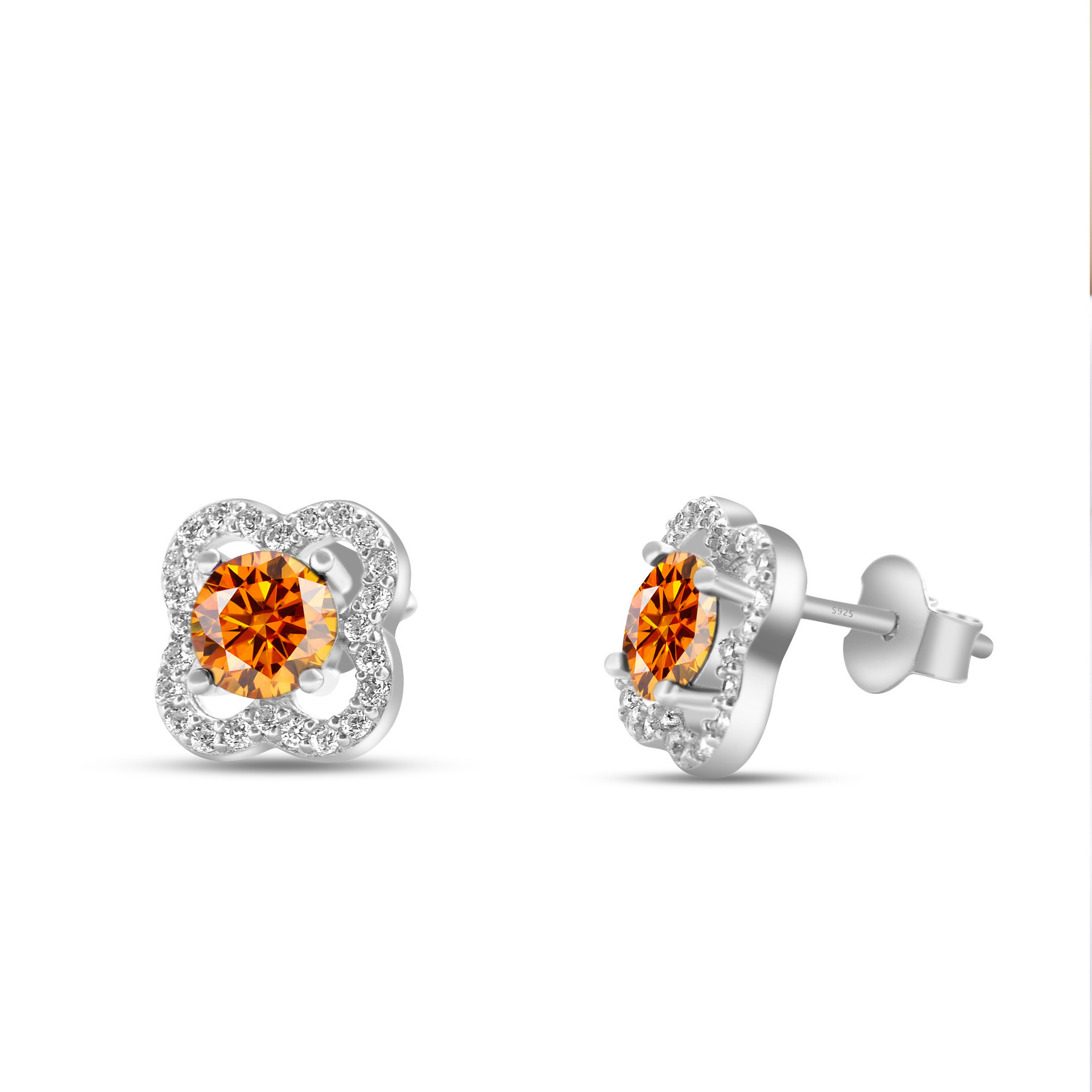 s925 joyería de plata esterlina moissanite cuatro hojas pernos de orejas damas micro color D 50 puntos / 1ct pendientes directos de fábrica