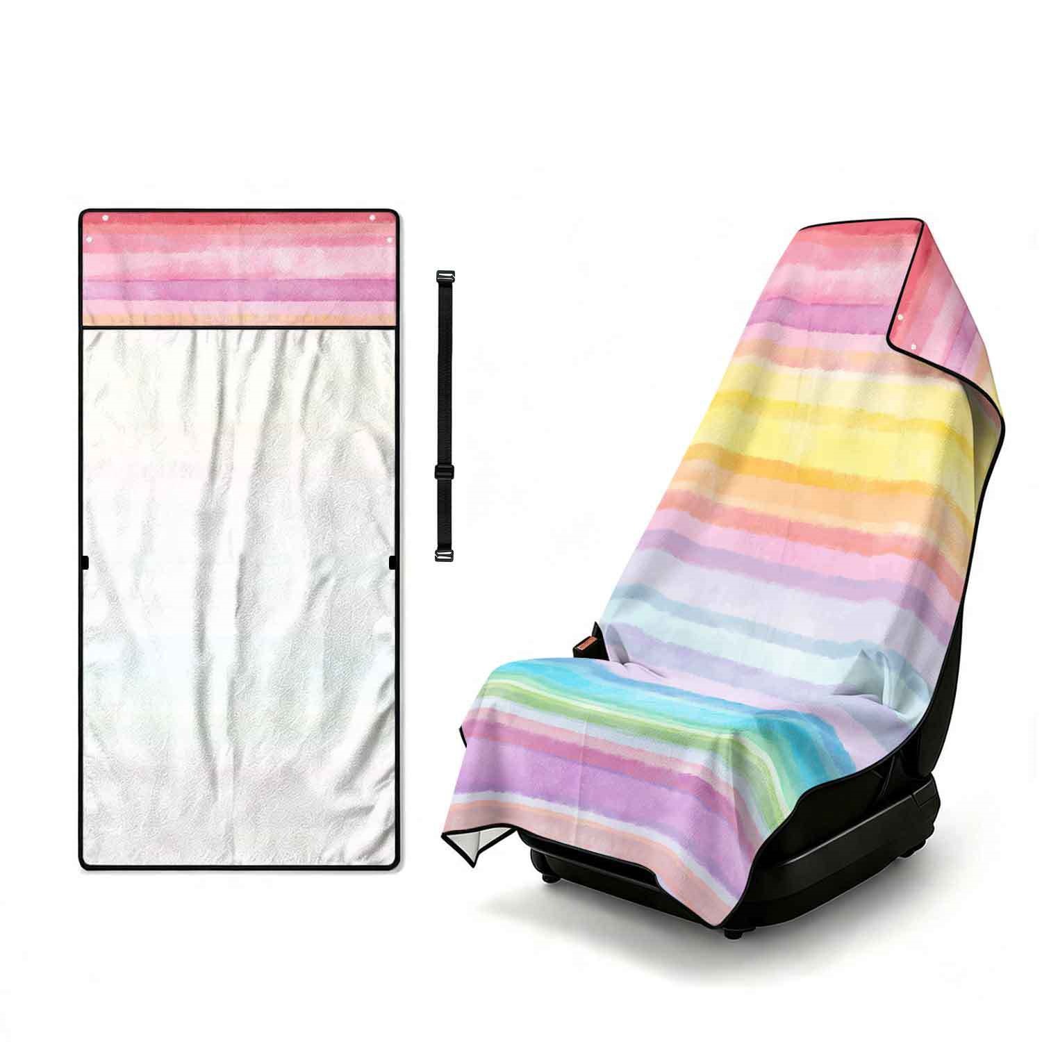 Geometric Bath Towel Car Seat Cover 2-in-1 Microfiber Outdoor Beach Car Dual-Use Universal Seat Cushion