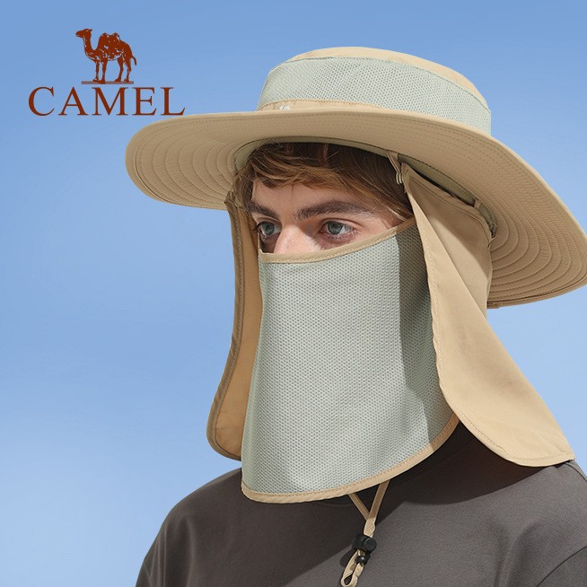 Camel Fishing Hat for Men, Outdoor Sun Protection, Cycling, Hiking, Sports Fisherman Hat, Sunshade Mask, Anti-Uv Hat for Women
