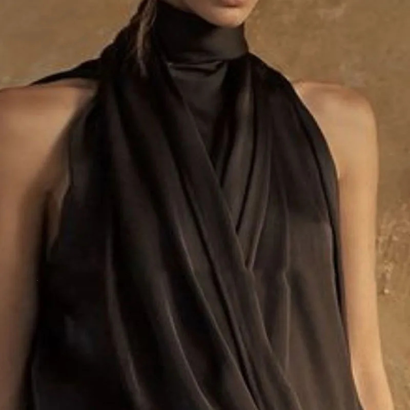 Halter Neck Bodycon Maxi Dress – Stretchy Polyester Slit Hem Evening Gown (S-3XL, 3 Sophisticated Colors, Euro-US Streetwear Elegance)_ecoleips.com