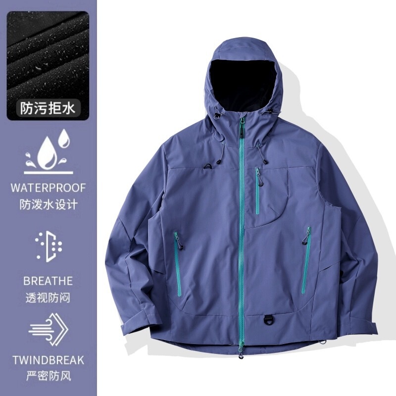 Kongshanyu アウトドアジャケット女性の秋と冬ハードシェル防風防水スリーインワンジャケットフード付き登山ジャケット男性 25|undefined