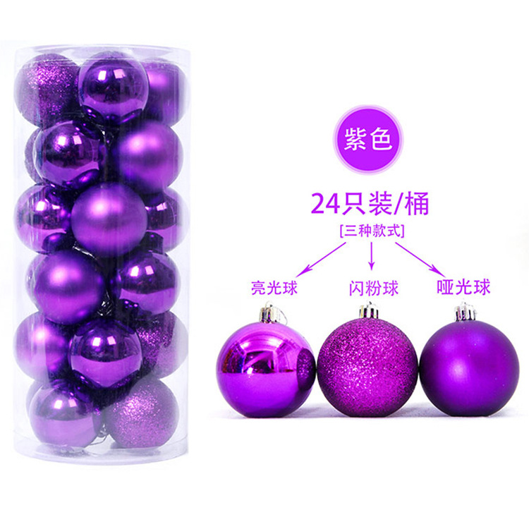 En stock suministro 24 bolas de Navidad de barril creativo bolas decorativas de Navidad bolas de plástico mate al por mayor regalos de Navidad