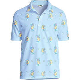 男士高尔夫球衫运动修身速干男装印花吸湿排汗短袖男式Polo衫工厂