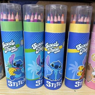 Cartoon Labubu Stitch Capybara Sanrio Barrel-Packed Pencils Kindergarten Coloring 24-Color Colored Export Drawing Pens
