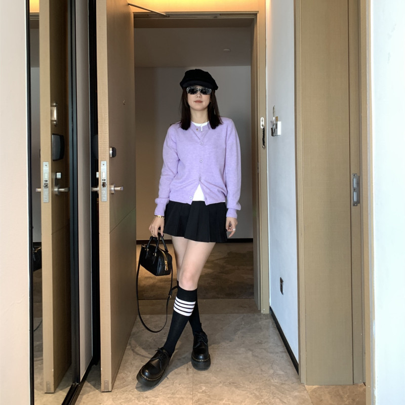 早秋新款 女款表情笑脸刺绣圆领宽松日常通勤百搭6色长袖针织开衫|undefined