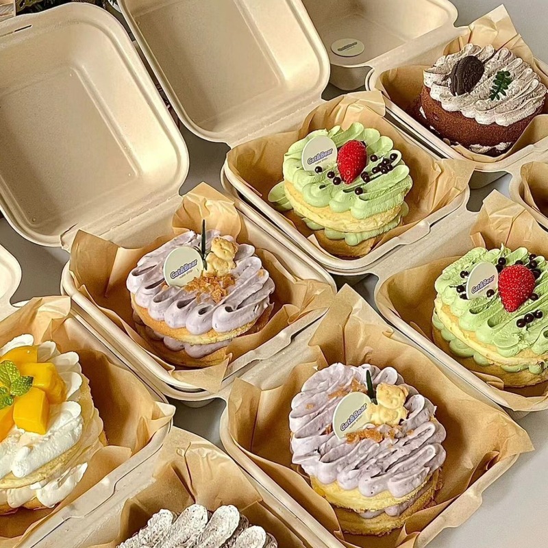お弁当ケーキ箱使い捨てエコ紙弁当箱アフタヌーンティー焙煎ティラミスバスクチーズバーガー箱|undefined