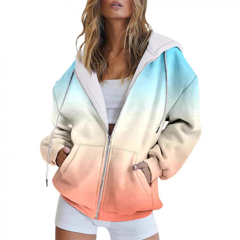 2025 Fashionable Cross-Border Amazon Autumn and Winter 3D Digital Print Casual Zip-Up Hoodie European and American Style Sweatshirt