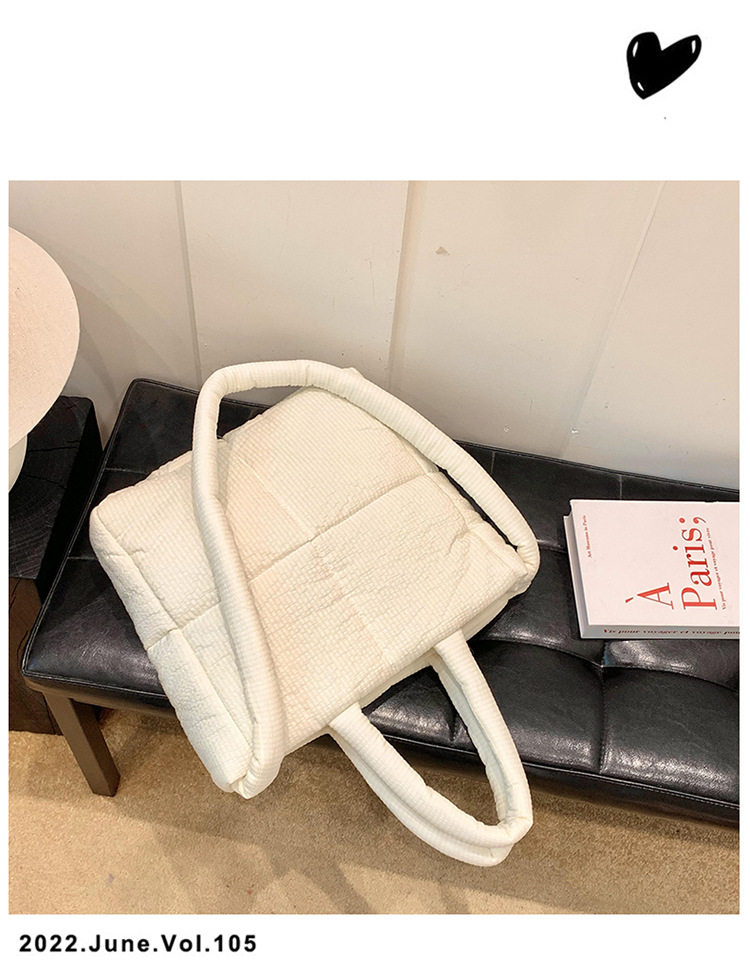 High quality texture tote bag nylon cotton bag large capacity shoulder messenger bag soft plaid handbag down bag_voghion.com