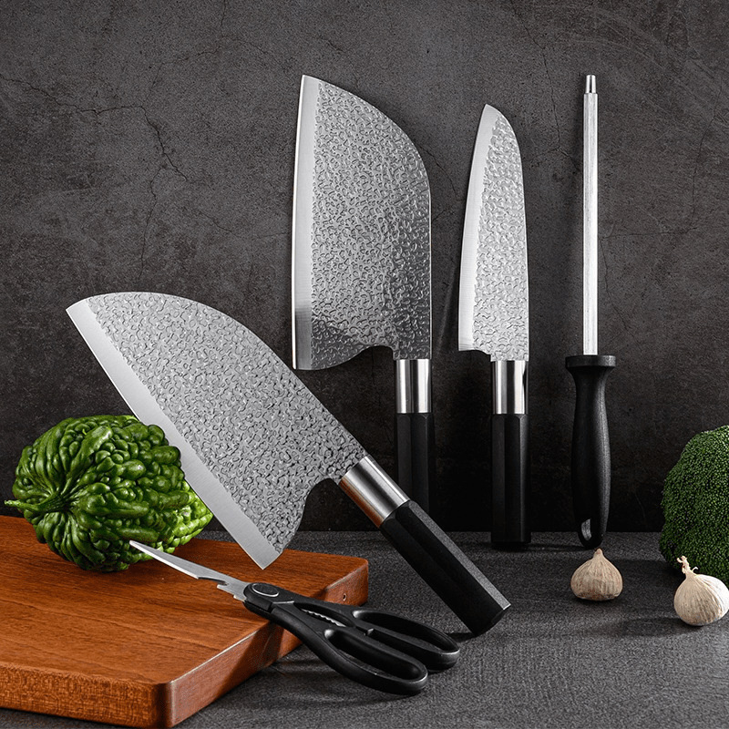 Cuchillo de cocina de acero inoxidable, cuchillo de cocina doméstico, cuchillo de corte de carne, cuchillo de forja de doble propósito para dormitorios