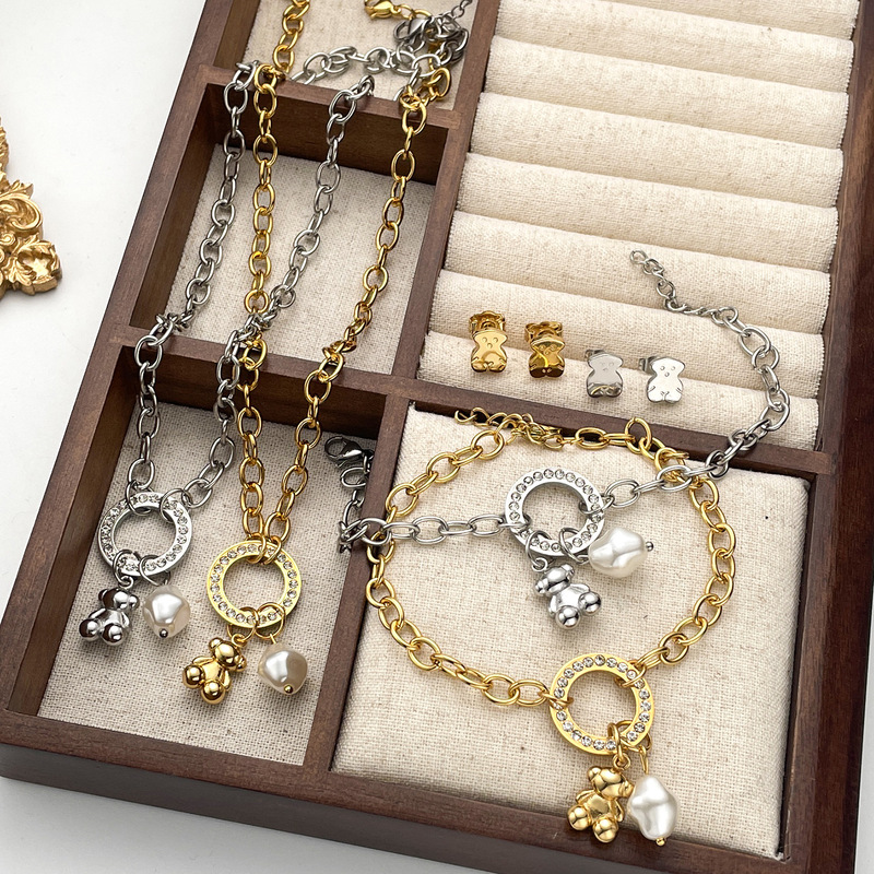 Elegant Imitation Pearl Women's Jewelry Three-piece Set high quality Exquisite Earrings Necklace Bracelet Combination