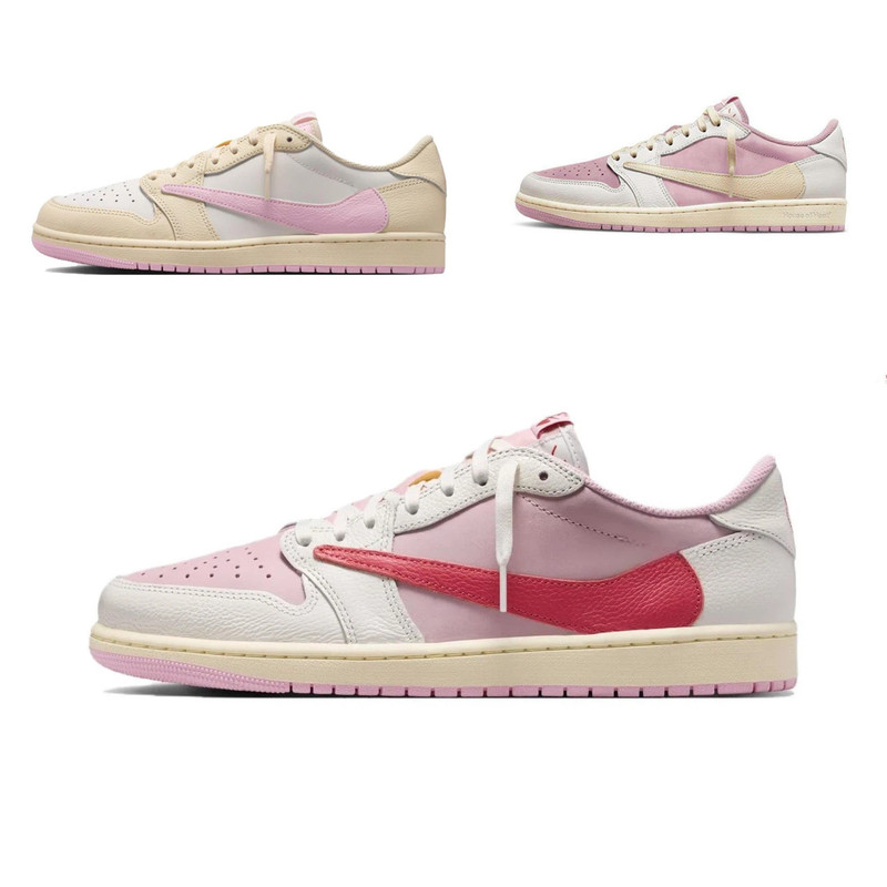 AJ1 TS three-way collaboration, pink lightning design, basketball shoes, casual sneakers, IQ7604-101 AJ1 TS three-way collaboration, pink lightning design, basketball shoes, casual sneakers, IQ7604-101