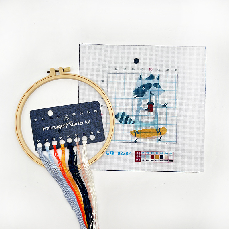 Bordado hecho a mano material de bricolaje paquete animal pequeño tamaño Cruz puntada colgante pintura flor principiante niños estudiante bolsa práctica