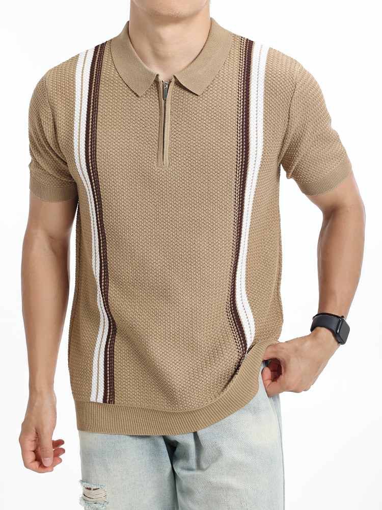2026 verano nuevo hombre hielo camiseta de punto polo de manga corta estriada ligera de negocios camiseta de alto nivel hombre image 3