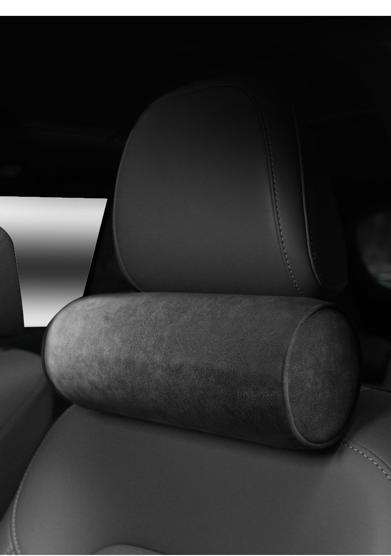 Italian Alcantara Suede Leather Seat Headrest Car Neck Pillow Memory Foam Cervical Spine Support Cushion