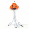 Cartoon Pumpkin One Drag three data cables are applicable to Apple Android Type-C three-in-one fast charging cable customization