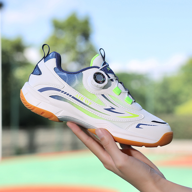 Zapatos de bádminton para niños botones giratorios laterales antideslizantes y resistentes al por mayor zapatos de deporte ligeros