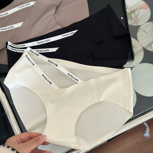 8657 Summer launch of Pure Desire Seamless Ice Silk Adhesive Girls Mid-waist Underwear Cotton Breathable Fashionable Sexy Women’s Underwear