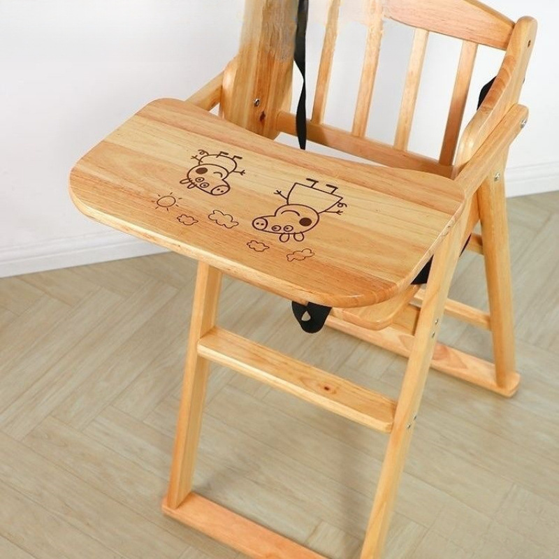 Washable Solid Wood Kidsren's Dining Chair Household Commercial Dual-Purpose Restaurant Baby Dining Chair Foldableable Portable Dining Chair