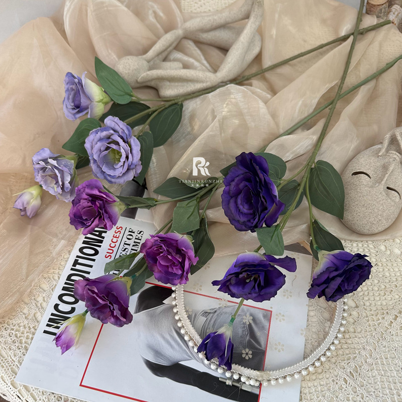 婚慶仿真花4頭洋桔梗絹花訂婚宴家居裝飾花婚禮路引插花攝影道具