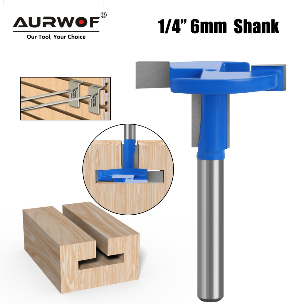 6/6.35mm直边T型刀蓝色槽口刀T槽刀挂钩槽口木工铣刀
