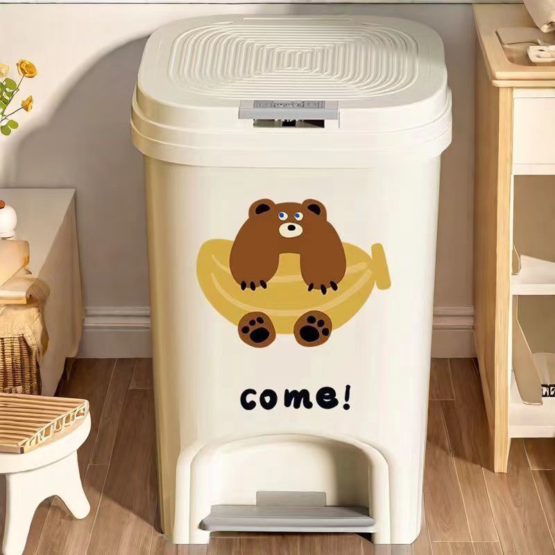 2025 New Kitchen Living Room Bathroom Large Capacity Trash Can Foot-Operated Household New Anti-Odor Paper Basket