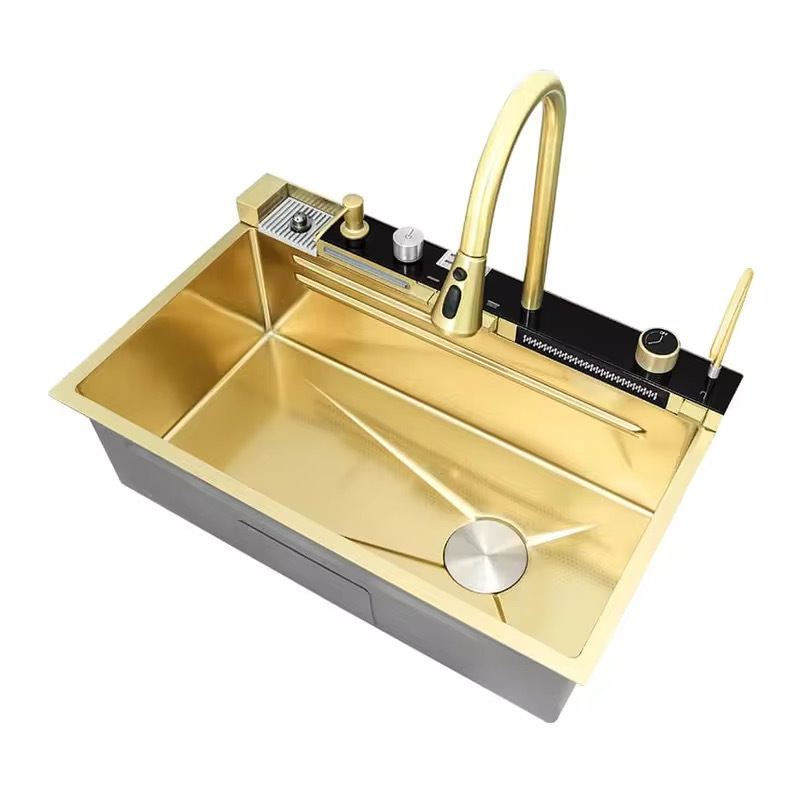 Ballena Fly Rain Cocina fregadero gran fregadero de una sola bañera doméstica nano multifunción pantalla digital 304 fregadero de acero inoxidable