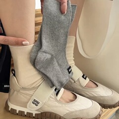miu風布ラベルフットソックス、夏用薄手通気性ショウ同風バレエ風ショートハーフソックス