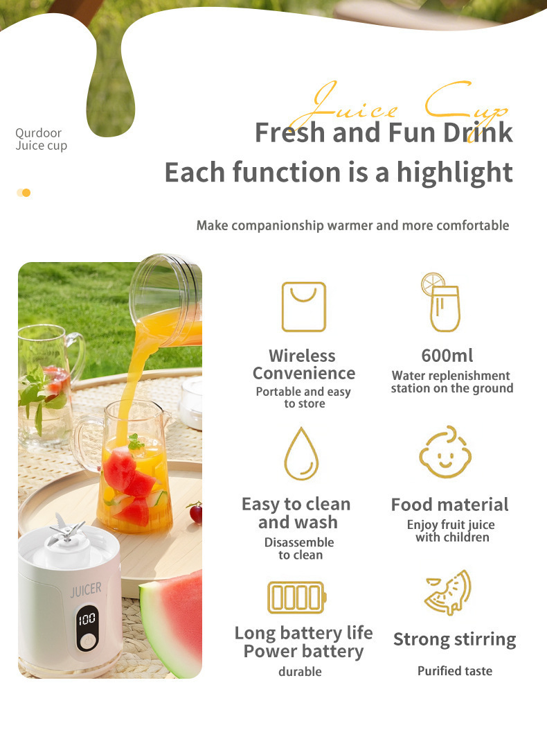 Factory Multifunctional Juicer Home Fruit Juice Machine Wireless Small Mini Electric Portable Juice Extractor