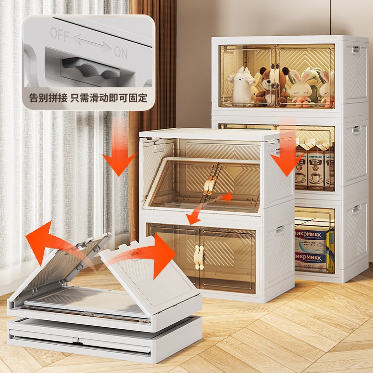 Plegable armario hogar instalación-libre multi-capa transparente armario organización caja ropa edredón snack almacenamiento gabinete