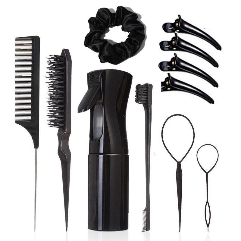 Temu cepillo de lavado de cabello botella de pulverización continua peinado de punta de cola peinado vacío peinado estilo peinado de cabello conjunto de cabello