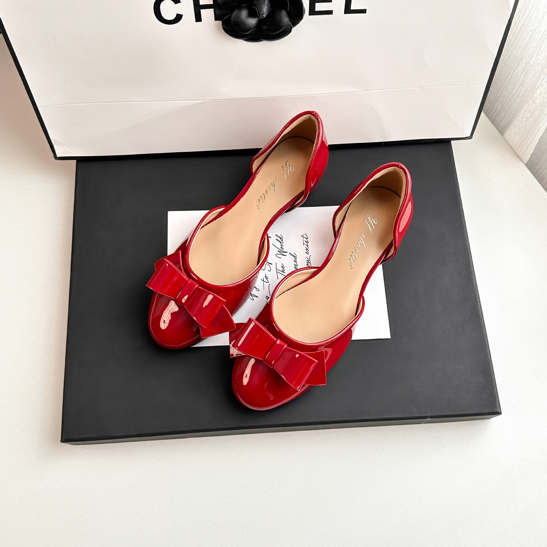 Zapatos Planos Calados de Boca Baja de 4 cm en Charol, Con Aumento de Estatura, Transpirable