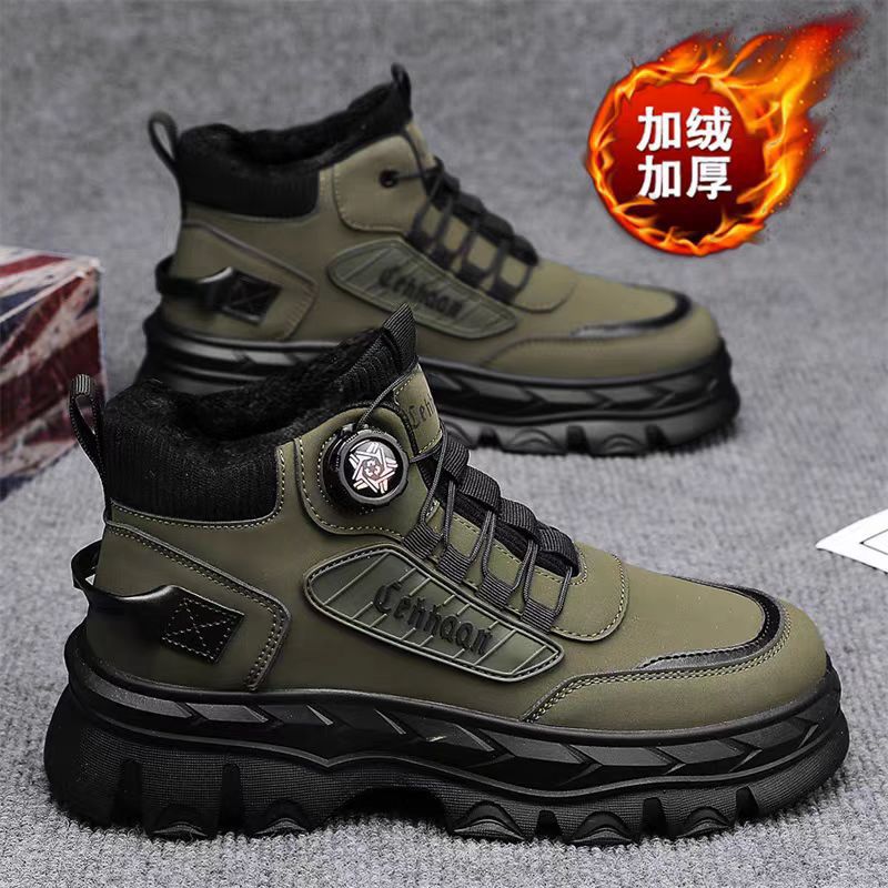 2025冬季新款男靴高帮冬季加绒棉鞋休闲复古户外登山马丁男士棉靴