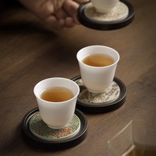 吸水杯垫国风新中式复古功夫茶具速干茶杯托茶桌隔热杯垫图案订制