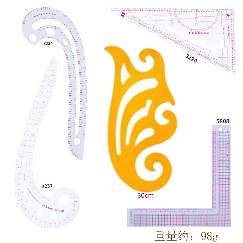 Diseño de ropa Regla de fabricación de patrones Regla de patrones Regla de patchwork Regla de corte Regla de corte Regla de arco Regla suave Regla de coser