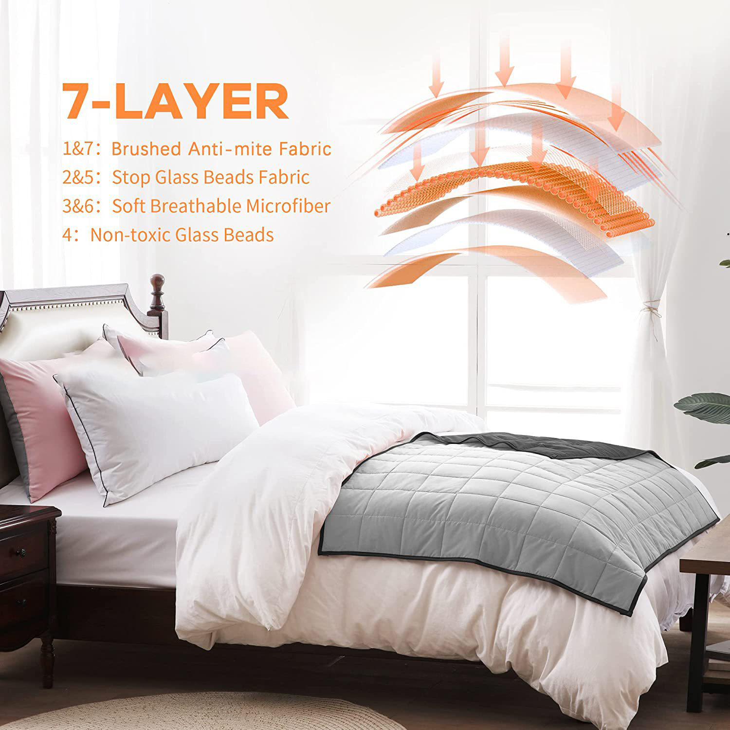 Suministro directo de fábrica de tela de lana, manta de gravedad, relleno de cuentas de vidrio, edredón de gravedad suave