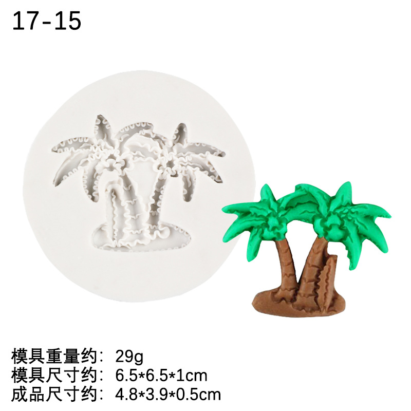 Dibujos Animados avión Coconut Beach barco vacaciones de verano molde silicona Fondant chocolate arcilla Decoración