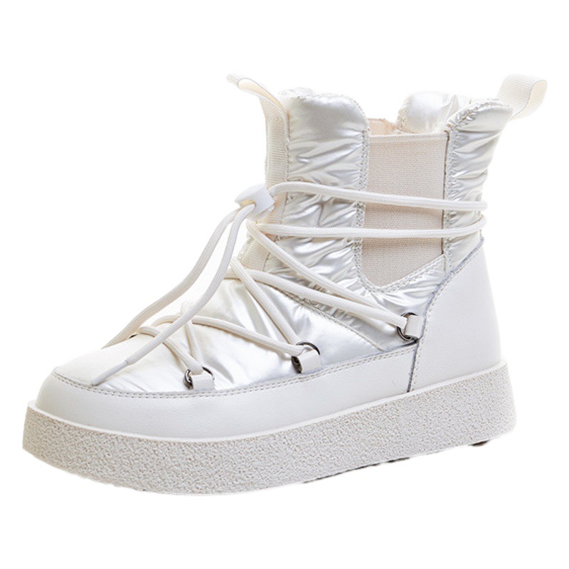 Botas de nieve de tela de paraguas de moda de invierno para mujer 2024 nuevas botas de cuero chel para mujer Zapatos de algodón de nieve de chimenea coreana para mujer