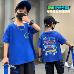 Boys' Short Sleeve T-Shirt New Summer Style Loose and Handsome Children's Baby Half Sleeve Top for Middle and Big Boys' Summer Fashion 
