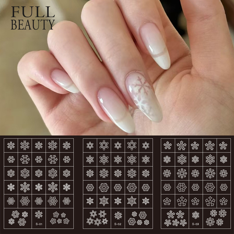 Cross-border New Nail Art Inkjet Hollow Sticker Gradient Christmas Snowflake Elk Star Line Stripe Inkjet Sticker