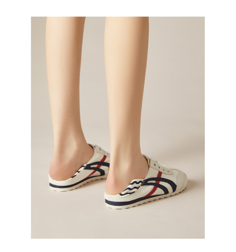 Giày sneaker nữ đế bằng phong cách Đức huấn luyện, hai kiểu phối, thoáng khí, gót 2.5 cm — Màu be [chiều cao gót 2,5CM], Màu hồng đen [chiều cao gót 2,5cm], Màu đỏ mơ [chiều cao gót 2,5cm], Milan đỏ [chiều cao gót 2,5CM] chi tiết 4