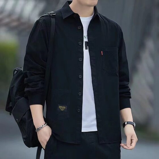 New Loose Casual Men's Long-sleeved Shirt Retro Japanese Style Shirt Jacket Men's Spring and Summer plus size All-match Shirt