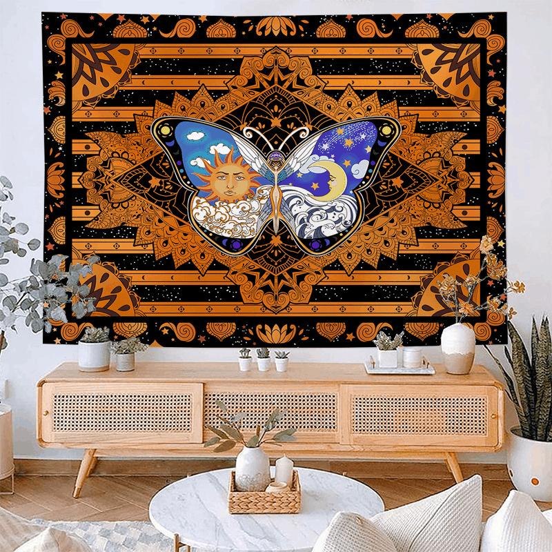 Butterfly tapestry hanging cloth Wall hanging painting Background cloth Extra large ins hanging cloth Bedroom hanging_voghion.com