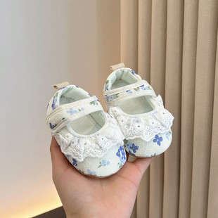 Spring and Autumn Baby Shoes Soft Sole 0-1 Year Old Female Baby Princess Shoes Newborn One Hundred Days Non-slip Soft Sole Toddler Shoes