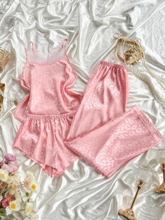 Q 50065 Pink Jacquard Lace Pajama Set �ٽz˯�����b �羳