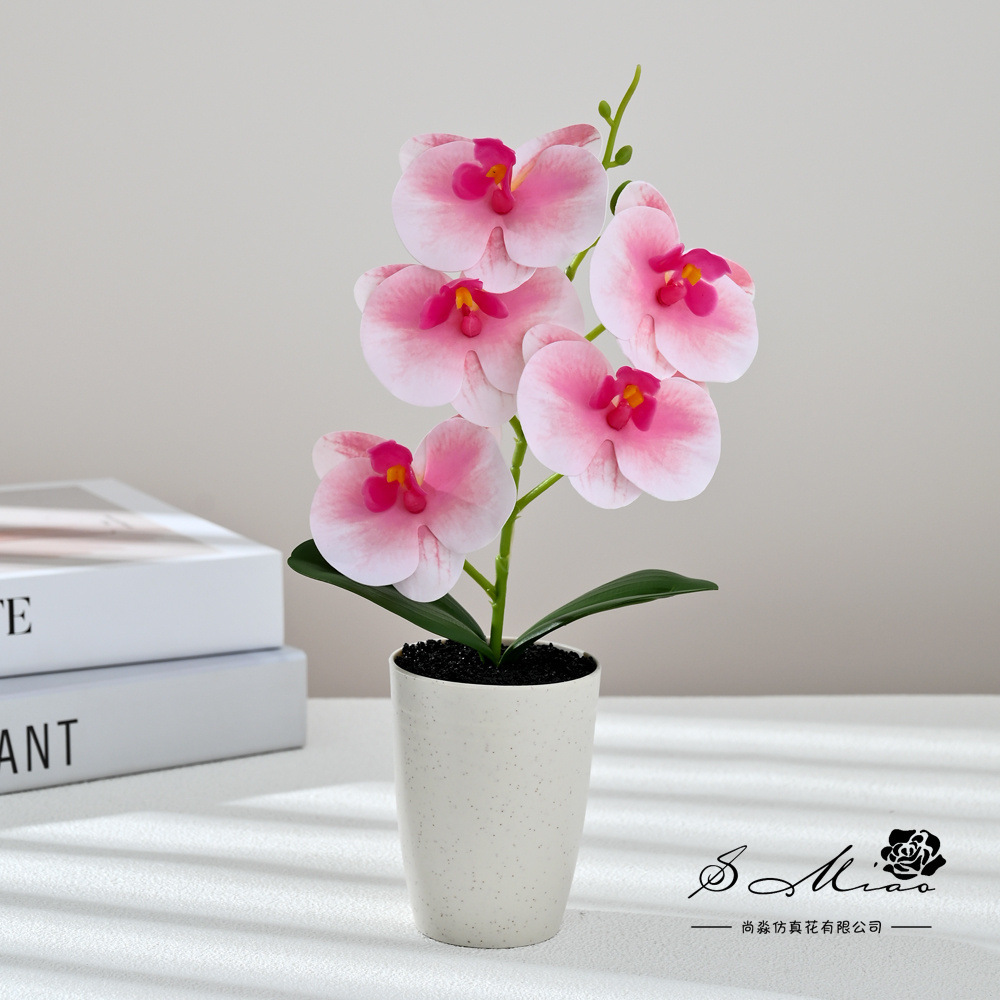 Cinco flores y dos hojas sensación de orquídea mariposa plantación de bonsai creativa decoración del hogar de moda fotografía flores artificiales ornamentos de boda