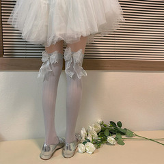 Floral Yanxi Spring and Summer New Y2K Spicy Girl Gold and Silver Thread Over-the-Knee Stockings with Three-String Knot and Water Diamond Long Stockings