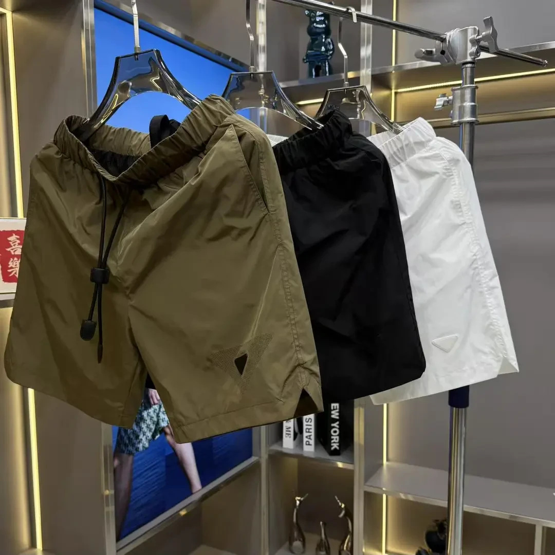 Men's Old Money Style New Summer Quick-Dry Fashion Casual Trendy Triangle Simple Five-Point Shorts Beach Shorts