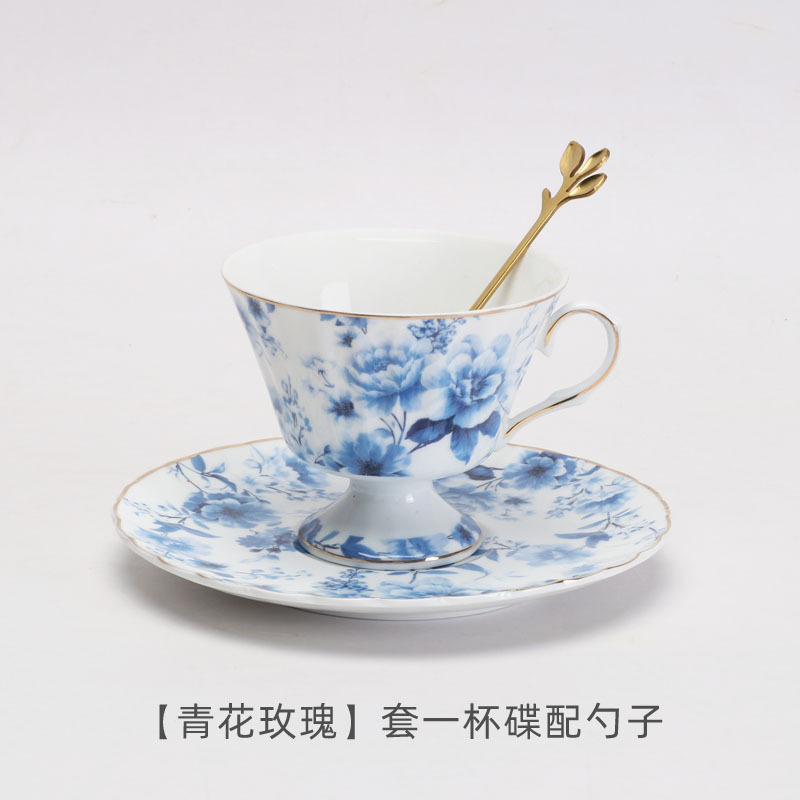 Taza de café de porcelana china de estilo europeo Taza y platillo Juego de té de la tarde británico Taza de té negro de cerámica exquisita de alta gama Hogar