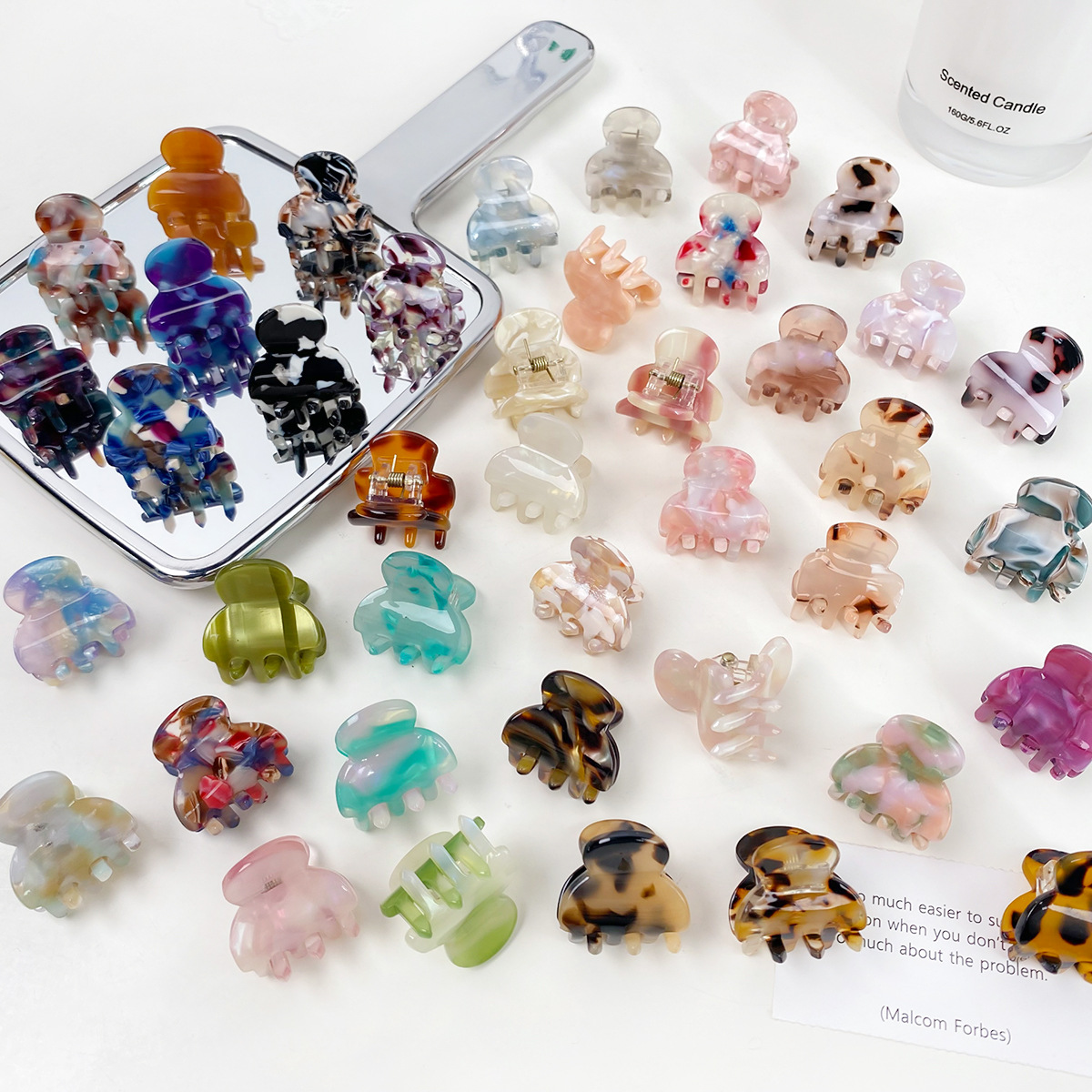 한국 도파민 미니 아세트산 클립 달콤한 어린이 헤어 액세서리 앞머리 깨진 머리핀 탑 클립 여성용 귀여운 헤어 액세서리